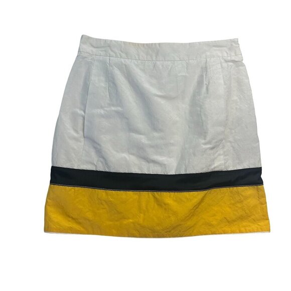 Balenciaga Color Block Skirt Size 38 Striped White Yellow Black Mini - Picture 1 of 7